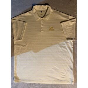 Nike Golf Off White Striped Polo Shirt Mens Dri Fit VTG Short Sleeve Sz 2XL XXL
